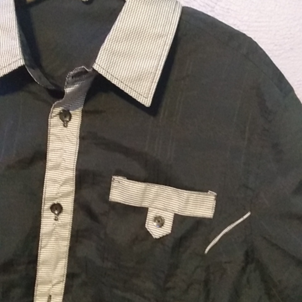 Plaid Color-Block Button Up